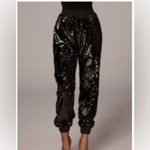 JLUXLABEL Pants - JLUXLABEL Black Sequin Joggers